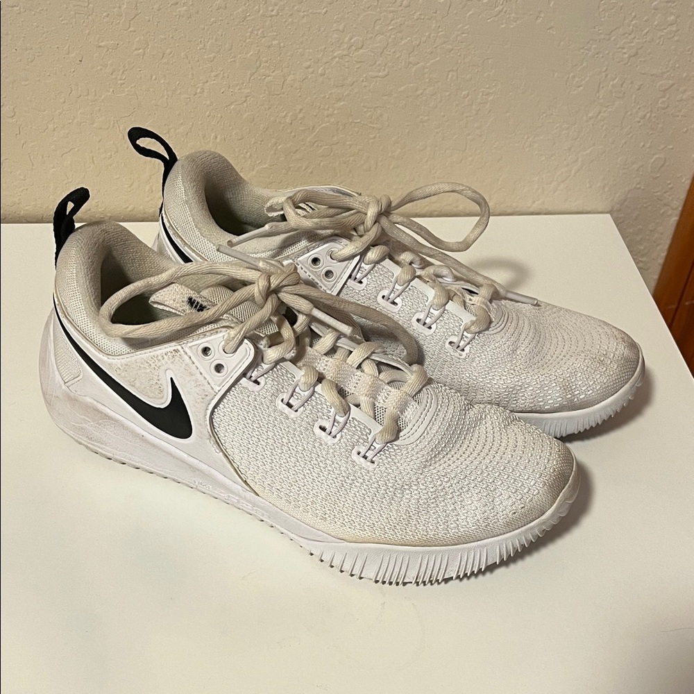 Nike White and Black volleyball shoes